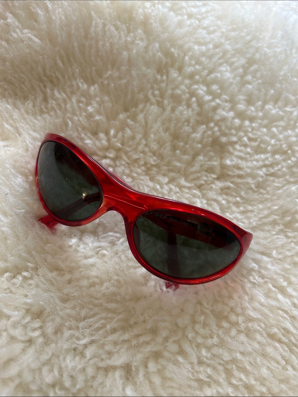 RARE Y2K DSD Wrap Sunglasses in Translucent Red
